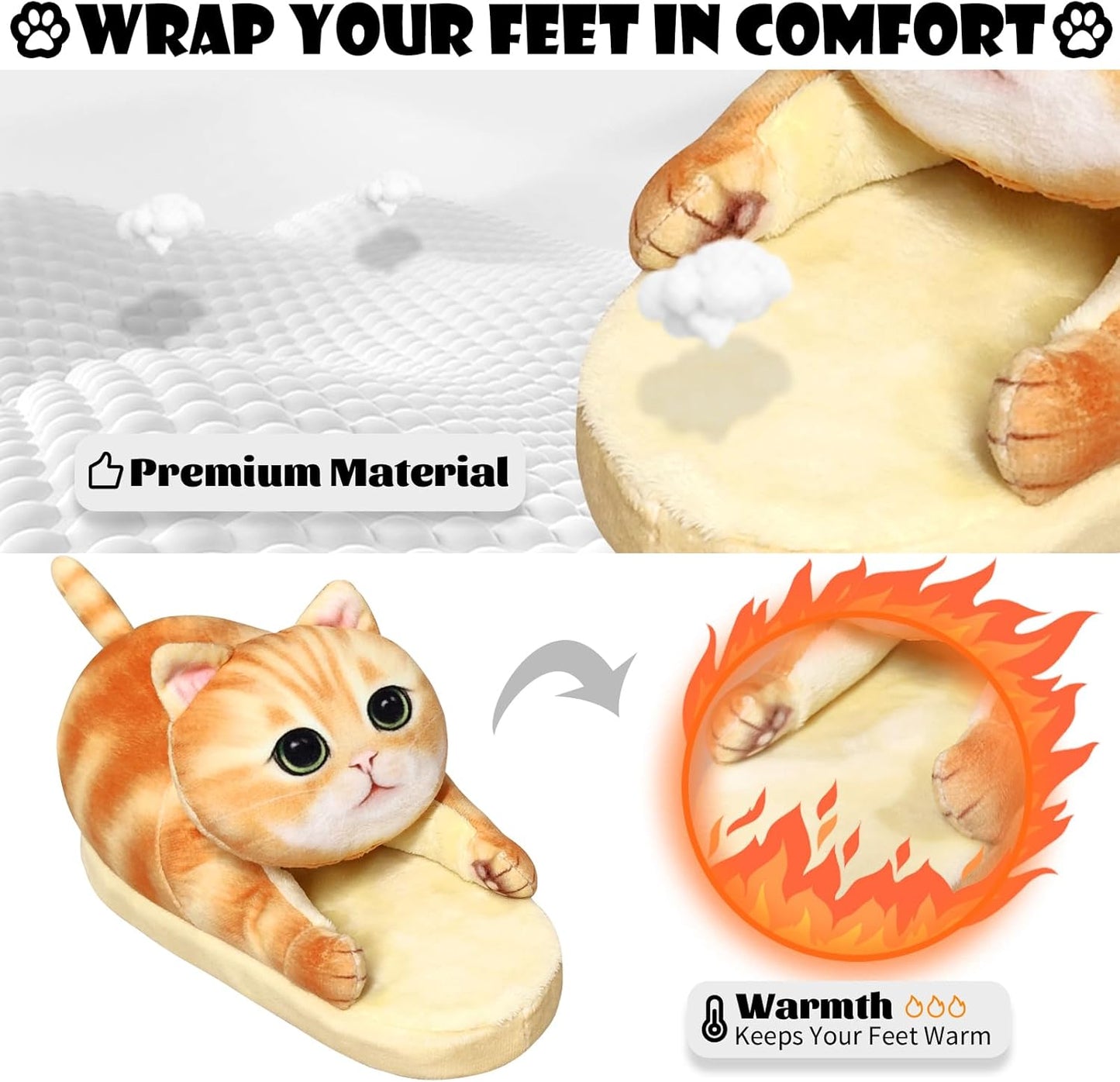 Animal Cute Slippers for Girls,Cat Slippers for Kids,Fuzzy Indoor House Slippers for Boys,Funny Birthday Cat Gifts for Cat Lovers