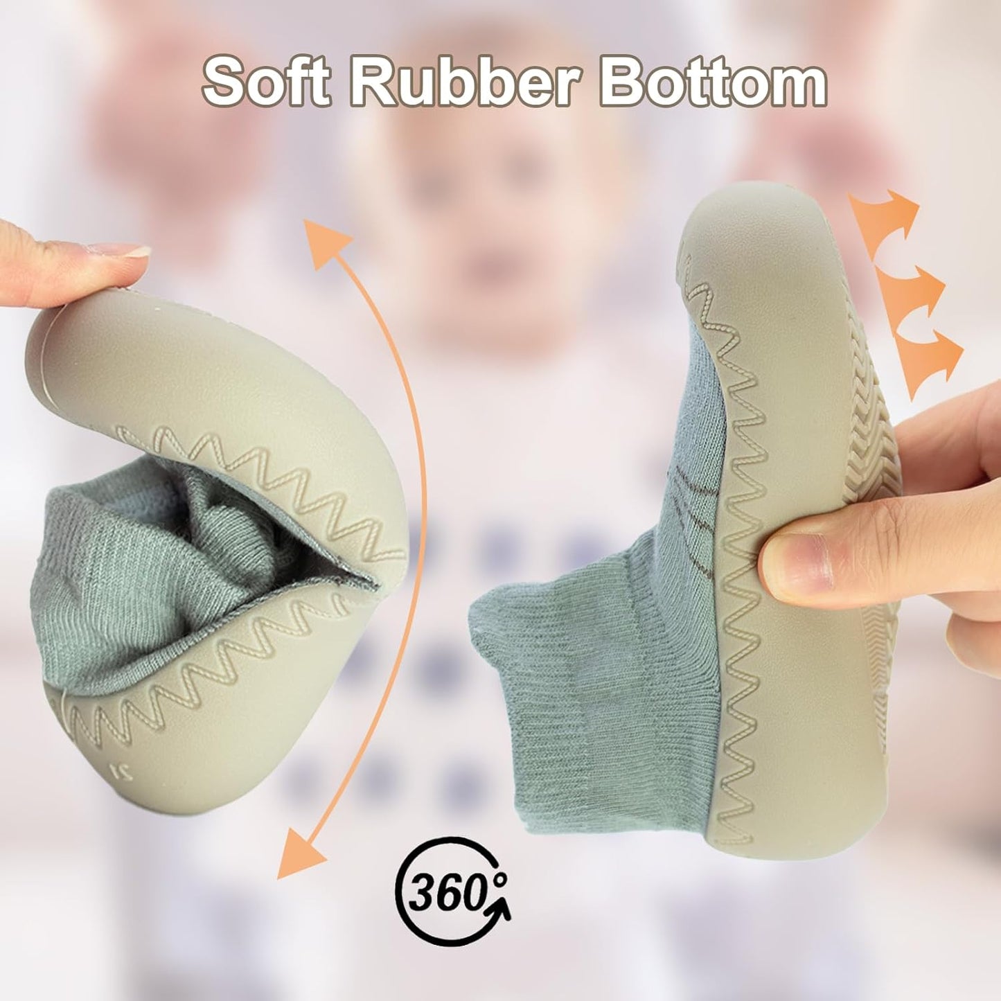 2 Pair Caroon Non-slip Baby Shoes, Slippers for Boys & Girls - Soft Rubber Grippers, Khaki, White, Pink, Blue - Infant First Walking Shoes, 6-12, 12-18, 18-24 Months