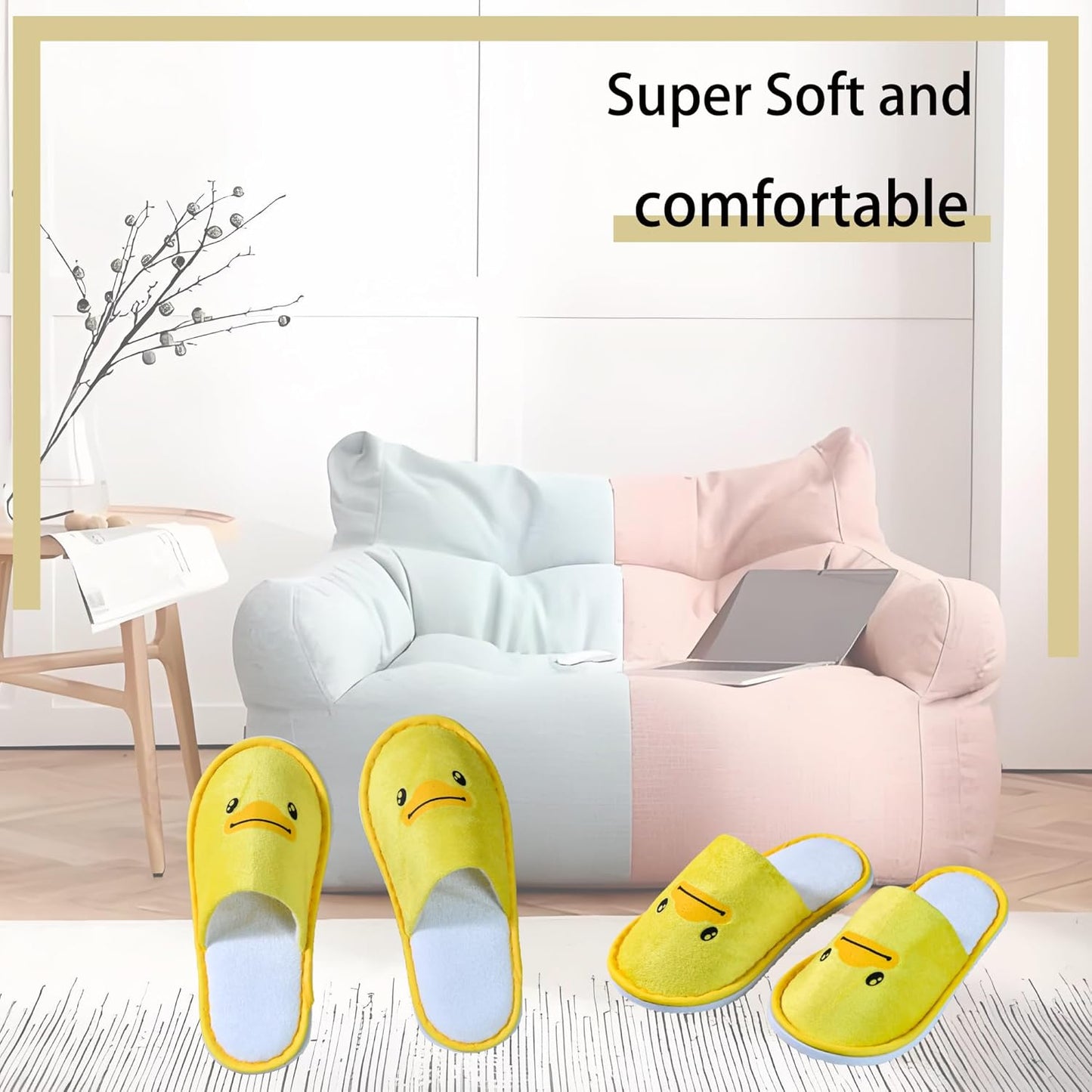 6 Pairs of Spa Slippers for Kids Hotel Slippers Disposable Outdoor Travel House Boys Girls Slippers Non-slip Soles for Children 4-10 Years Old