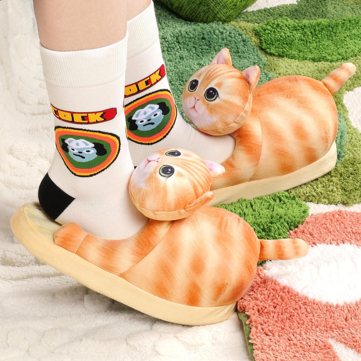 Animal Cute Slippers for Girls,Cat Slippers for Kids,Fuzzy Indoor House Slippers for Boys,Funny Birthday Cat Gifts for Cat Lovers