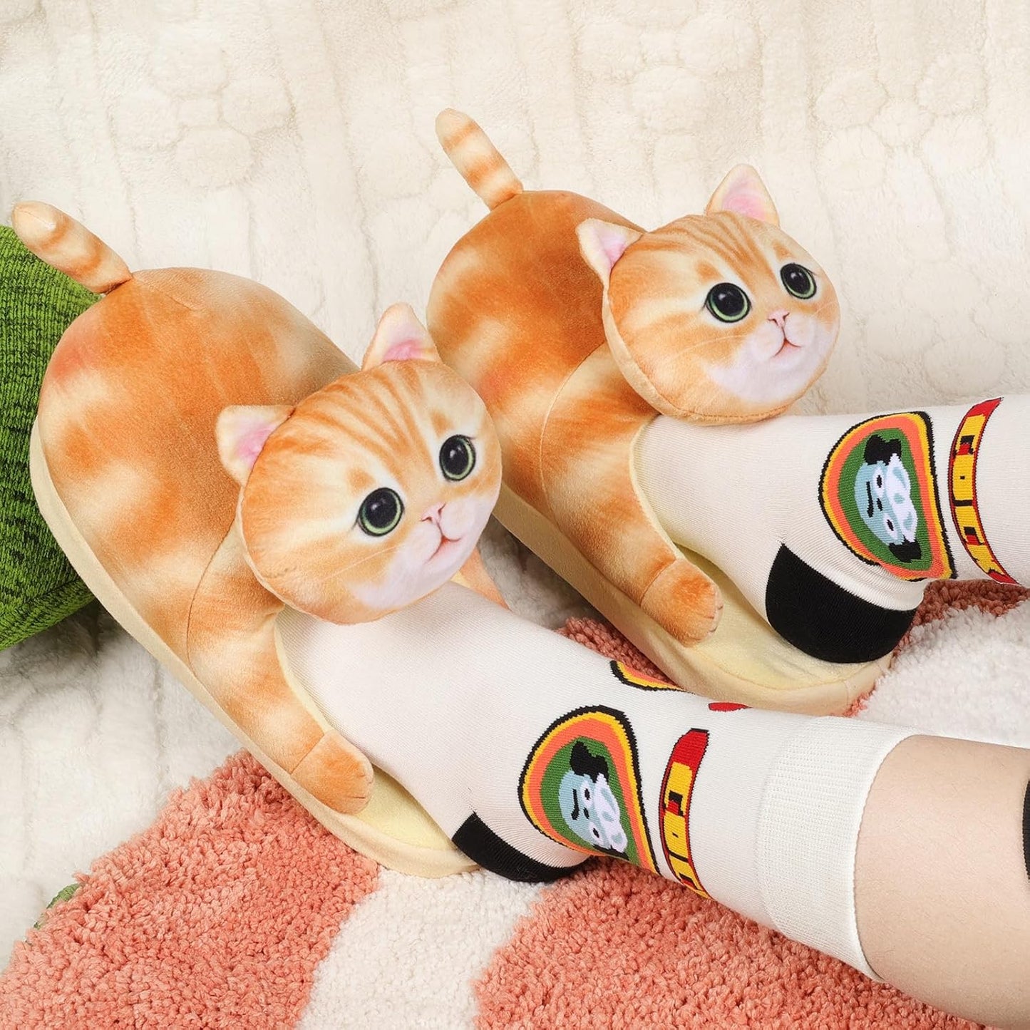 Animal Cute Slippers for Girls,Cat Slippers for Kids,Fuzzy Indoor House Slippers for Boys,Funny Birthday Cat Gifts for Cat Lovers