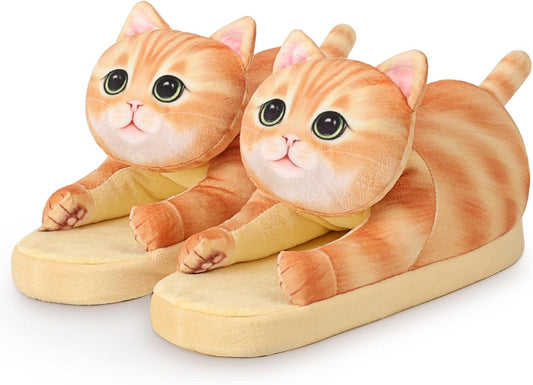 Animal Cute Slippers for Girls,Cat Slippers for Kids,Fuzzy Indoor House Slippers for Boys,Funny Birthday Cat Gifts for Cat Lovers