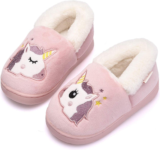 Ainikas Toddler Boys Girls Slippers Fluffy Little Kids House Slippers Warm Fur Cute Animal Home Slipper
